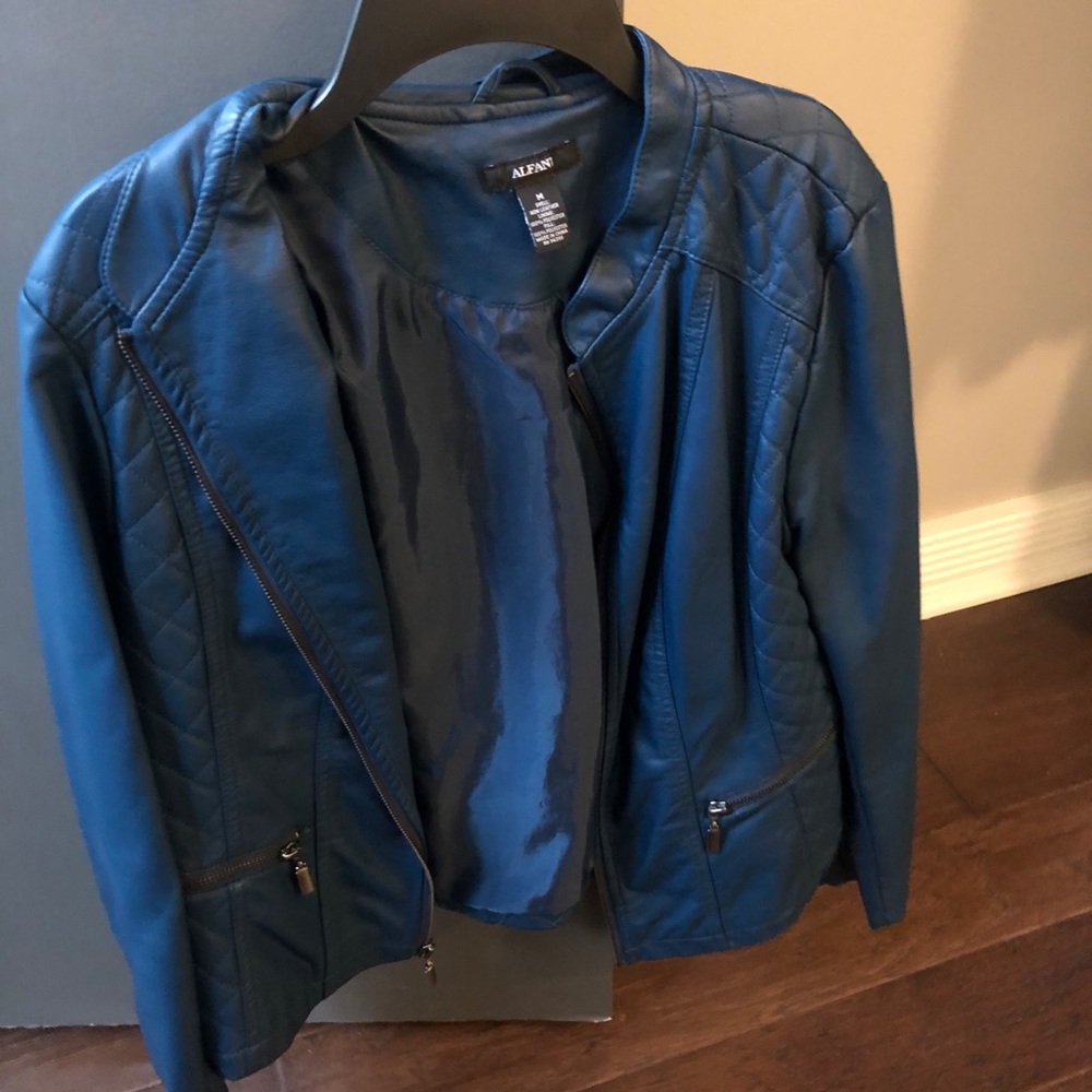 Medium Teal Alfabi Leather Jacket